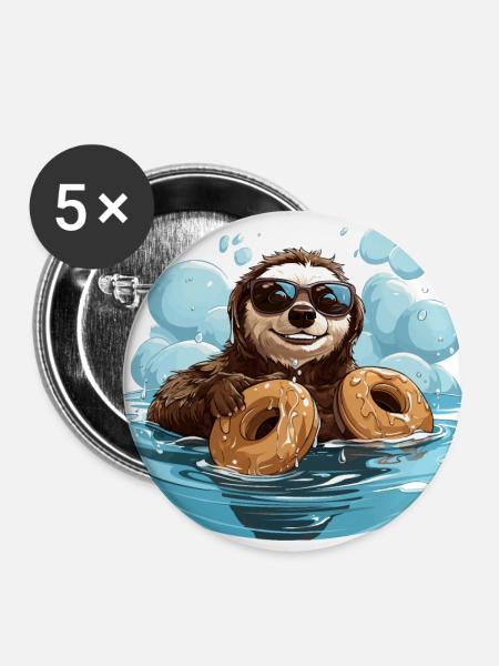 Der Koffeinschwimmer - Buttons klein 25 mm (5er Pack) - Weiß