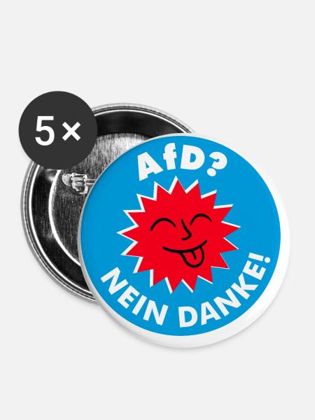 AfD? NEIN DANKE! - Buttons klein 25 mm (5er Pack) - Weiß
