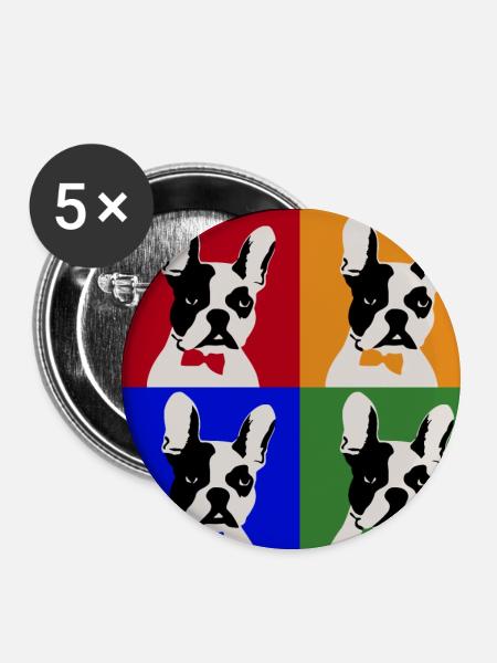 Franz Bulldogge Bunt - Buttons klein 25 mm (5er Pack) - Weiß