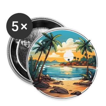 Tropical Paradise - Buttons small 1''/25 mm (5-pack) - white - Front