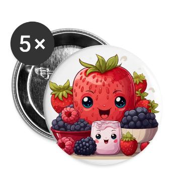 Bonheur des baies - Lot de 5 petits badges (25 mm) - blanc - Devant