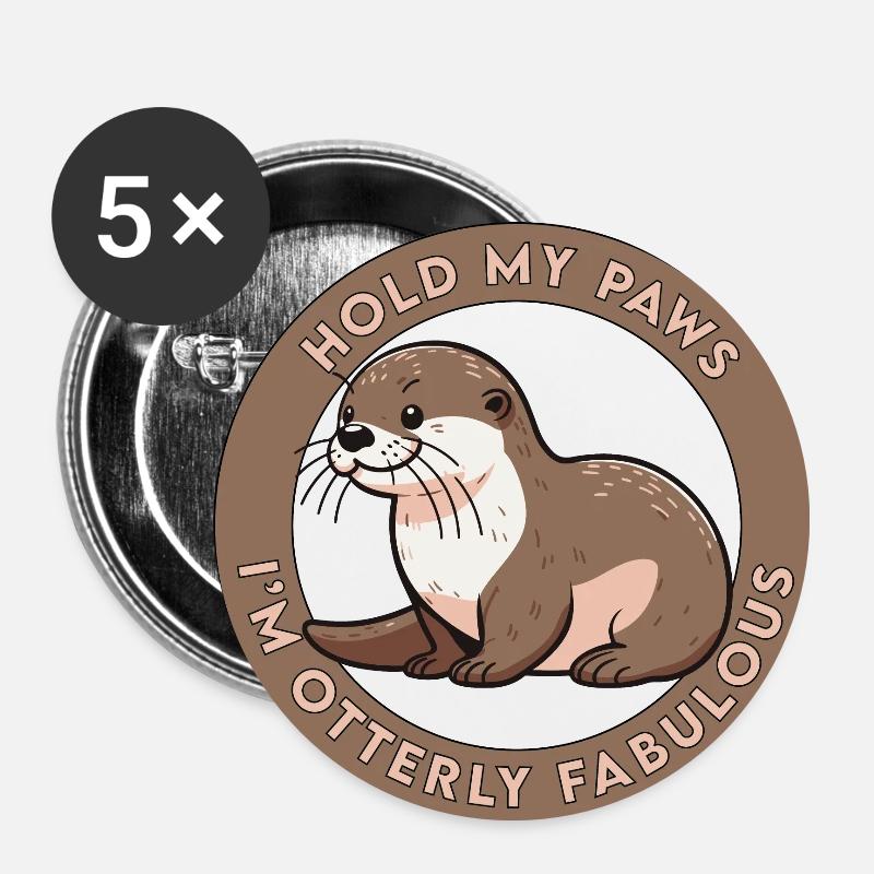 Otterly Fabulous - Buttons small 1''/25 mm (5-pack) - white