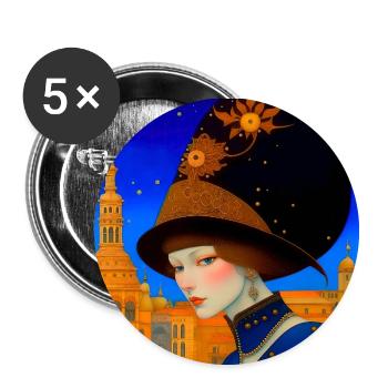 Fantastic person in mask at the Venetian carnival - Buttons small 1''/25 mm (5-pack) - white - Front