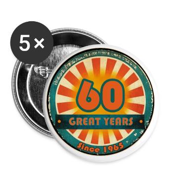 60th birthday 1965 - Buttons small 1''/25 mm (5-pack) - white - Front