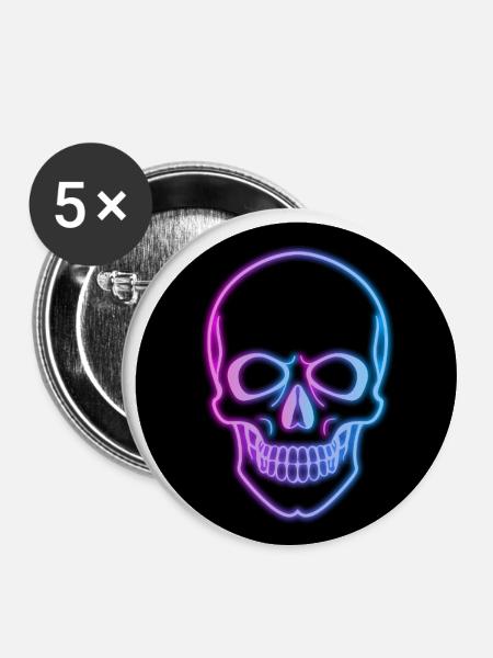Neon Skull - Buttons klein 25 mm (5er Pack) - Weiß