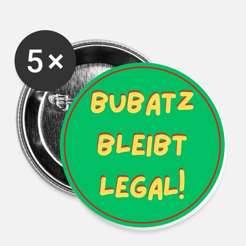 Bubatz bleibt legal - Buttons klein 25 mm (5er Pack) - Weiß