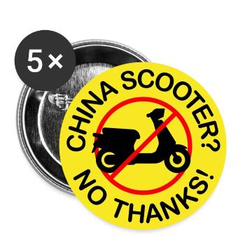 China Scooter? No Thanks! (3-color) - Buttons small 1''/25 mm (5-pack) - white - Front