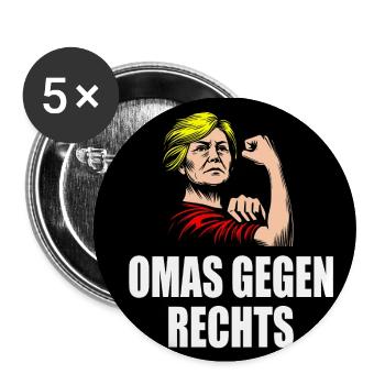 Omas gegen rechts - Buttons klein 25 mm (5er Pack) - Weiß - Vorne