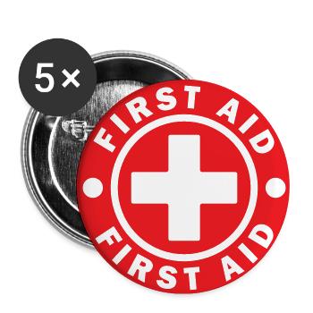 FIRST AID SYMBOL ICON DOCTOR HOSPITAL CIRCLE SIGN - Buttons small 1''/25 mm (5-pack) - white - Front