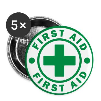 FIRST AID SYMBOL ICON DOCTOR HOSPITAL CIRCLE SIGN - Buttons small 1''/25 mm (5-pack) - white - Front
