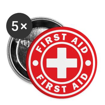 FIRST AID SYMBOL ICON DOCTOR HOSPITAL CIRCLE SIGN - Buttons small 1''/25 mm (5-pack) - white - Front