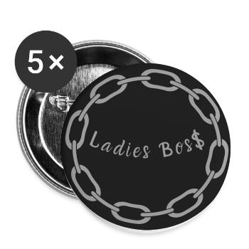 Ladies Bos💲👠💪🏼 Logo - Buttons klein 25 mm (5er Pack) - Weiß - Vorne