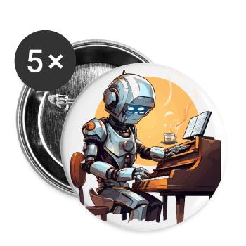 The Robotic Pianist - Buttons small 1''/25 mm (5-pack) - white - Front