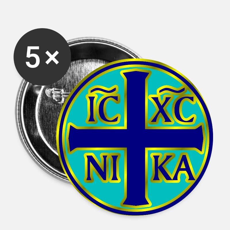 IC XC NIKA symbol - Buttons small 1''/25 mm (5-pack) - white