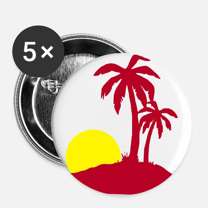 Palm beach soleil - Lot de 5 petits badges (25 mm) - blanc