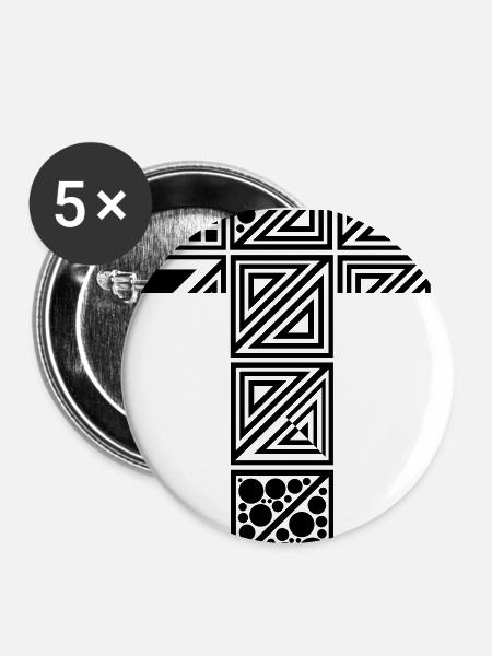 Buchstabe T - Buttons klein 25 mm (5er Pack) - Weiß