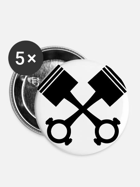 Kolben - Buttons klein 25 mm (5er Pack) - Weiß