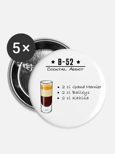 B-52 - Buttons klein 25 mm (5er Pack) - Weiß