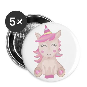 Licorne | Cheval | poney - Lot de 5 petits badges (25 mm) - blanc - Devant