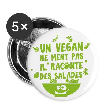VEGAN - Lot de 5 petits badges (25 mm) - blanc - Devant