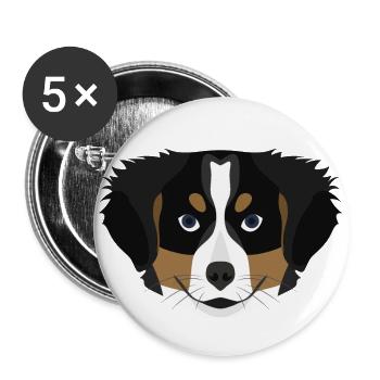 Chiot de montagne Bernese Mountain Illustration - Lot de 5 petits badges (25 mm) - blanc - Devant
