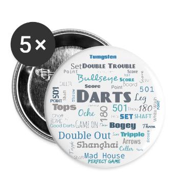 Dart - Word Cloud Blau - Buttons klein 25 mm (5er Pack) - Weiß - Vorne