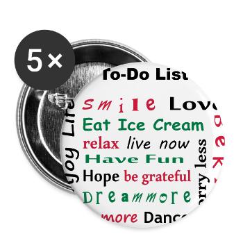 To Do List - enjoy life - Buttons small 1''/25 mm (5-pack) - white - Front
