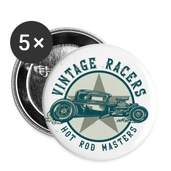 Hot Rod Masters - Lot de 5 petits badges (25 mm) - blanc - Devant