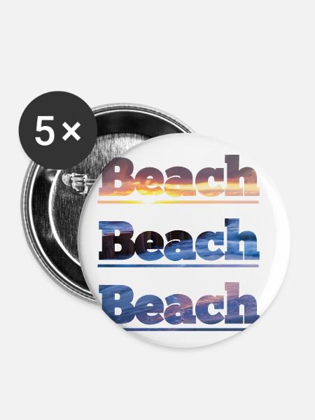 Beach Beach Beach - Buttons small 1''/25 mm (5-pack) - white