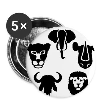 Africa animals big five - Buttons small 1''/25 mm (5-pack) - white - Front
