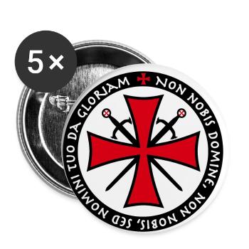 05 Templer Kreuz Schwerter Non Nobis Domine Spruch - Buttons klein 25 mm (5er Pack) - Weiß - Vorne
