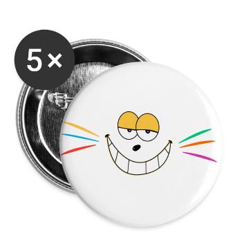 Cat Cats Cat Face Whiskers Grin - Buttons small 1''/25 mm (5-pack) - white - Front