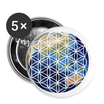 Earth Flower of Life - Buttons small 1''/25 mm (5-pack) - white - Front