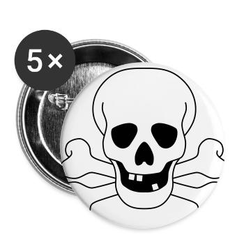 crâne - Lot de 5 petits badges (25 mm) - blanc - Devant