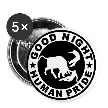 Good Night Human Pride (GNHP) - Buttons klein 25 mm (5er Pack) - Weiß - Vorne