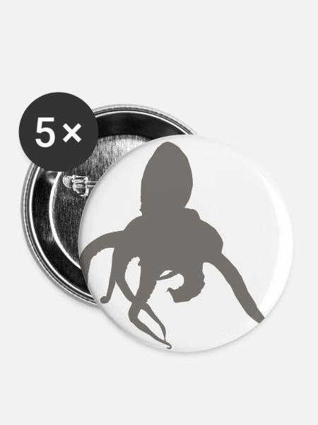 Krake - Buttons klein 25 mm (5er Pack) - Weiß