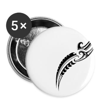 Motif guerrier tribal - Polynésien traditionnel - Lot de 5 petits badges (25 mm) - blanc - Devant