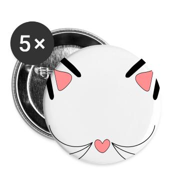 Cat, cat ears - Buttons small 1''/25 mm (5-pack) - white - Front