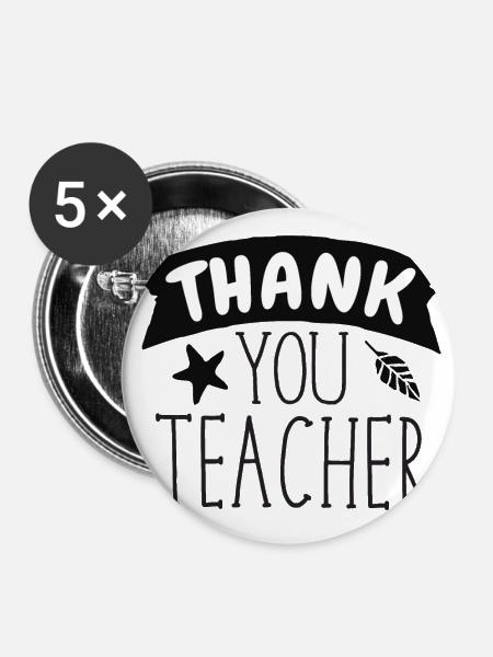 Danke Lehrergeschenk mit Banner - Buttons klein 25 mm (5er Pack) - Weiß