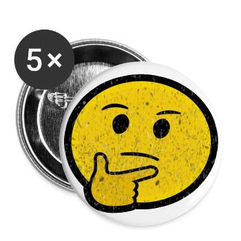 thoughtful emoji - Buttons small 1''/25 mm (5-pack) - white - Front