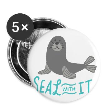 Sweet sea lion seal Funny sayings gift - Buttons small 1''/25 mm (5-pack) - white - Front