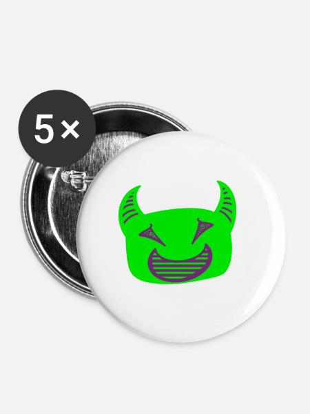 Green devil - Buttons klein 25 mm (5er Pack) - Weiß