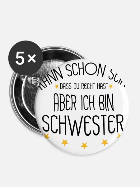 Schwester - Buttons klein 25 mm (5er Pack) - Weiß