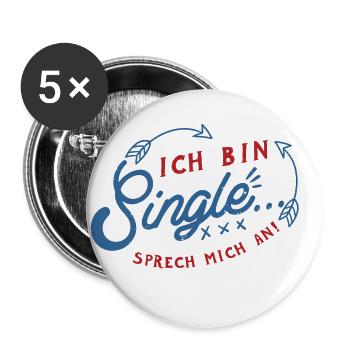 Ich bin Single - Buttons klein 25 mm (5er Pack) - Weiß - Vorne