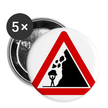 falling rocks, funny road sign bodybuilding - Buttons small 1''/25 mm (5-pack) - white - Front