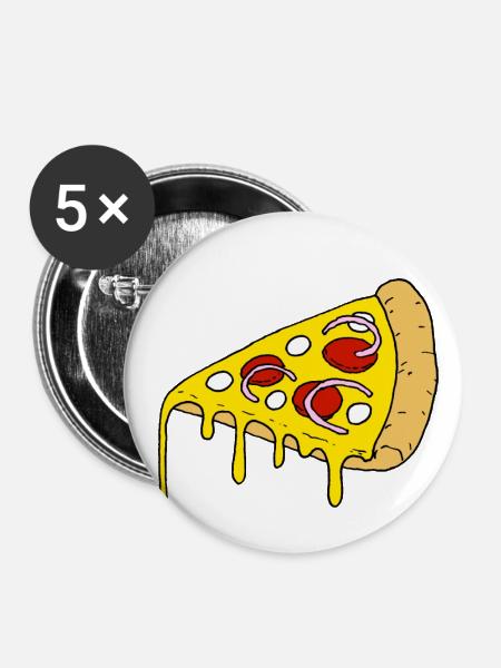 PIZZA - Buttons klein 25 mm (5er Pack) - Weiß