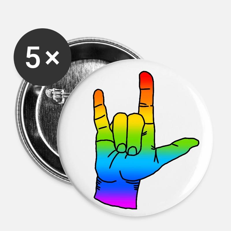 Rainbow Rock n Roll - Buttons small 1''/25 mm (5-pack) - white