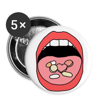 Essen Sie Pillen - Buttons klein 25 mm (5er Pack) - Weiß - Vorne