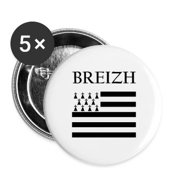 Brittany flag - Buttons small 1''/25 mm (5-pack) - white - Front