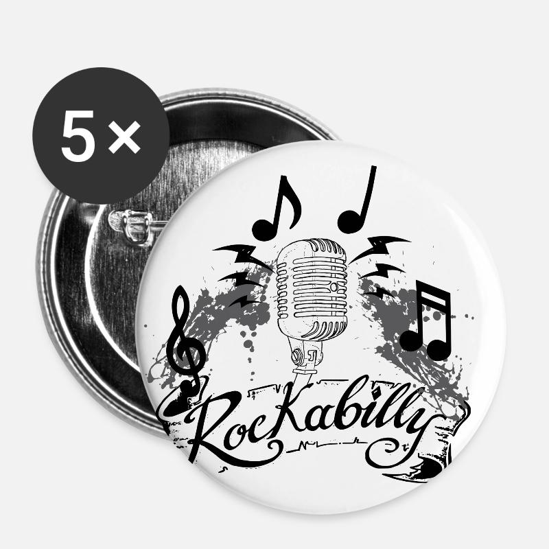 rockabilly - Buttons small 1''/25 mm (5-pack) - white